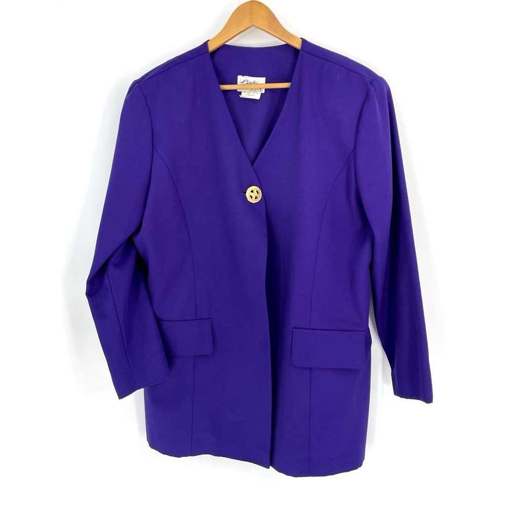 Vintage Lady Carol Womens Size 16 Jacket Blazer Purple One Button Made in USA